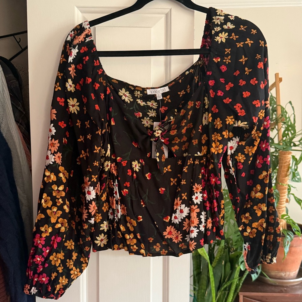 Patrons of Peace Black Floral Blouse